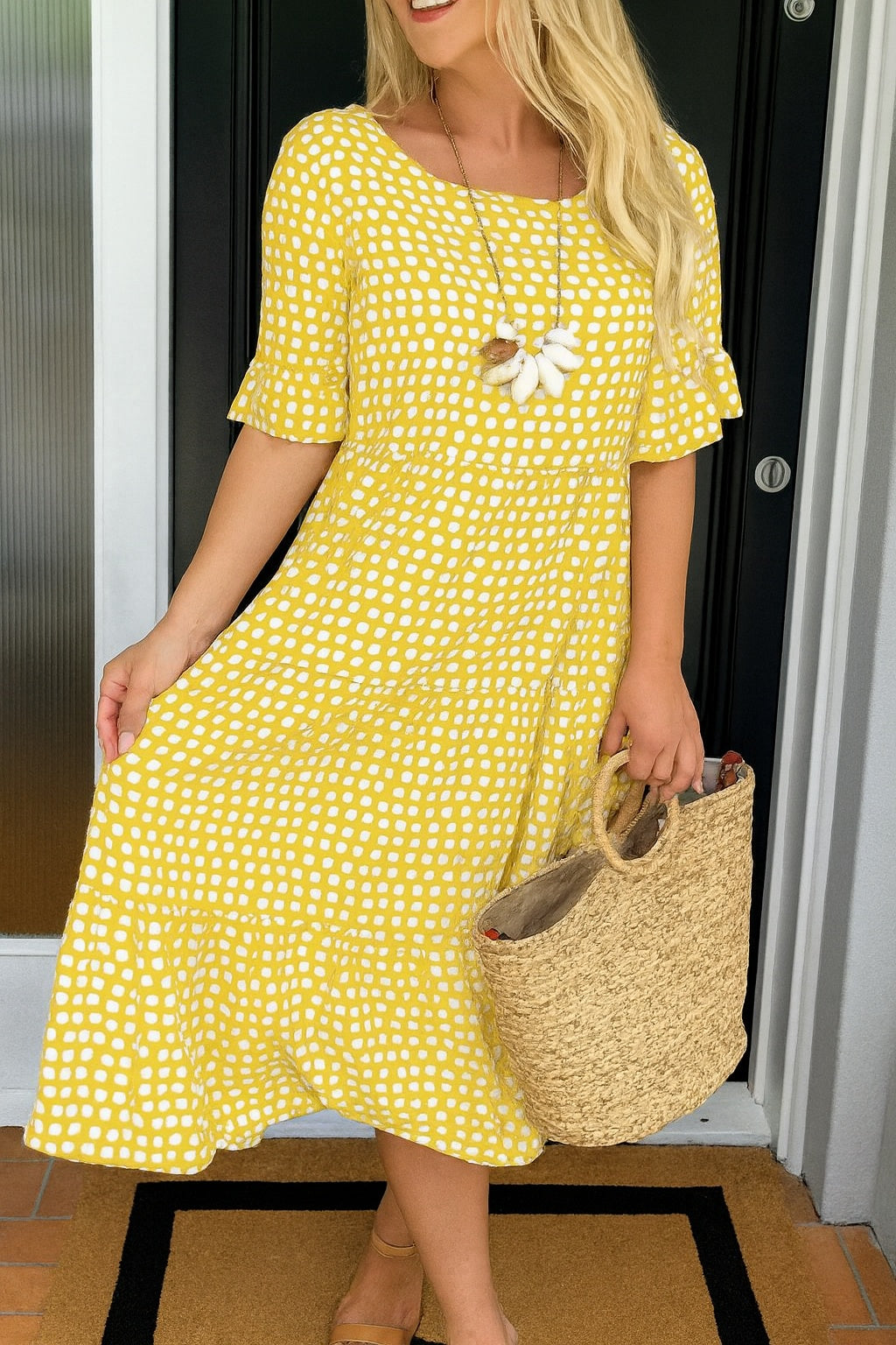 Pilar | Vestido Midi de Lunares con Volantes Mujer