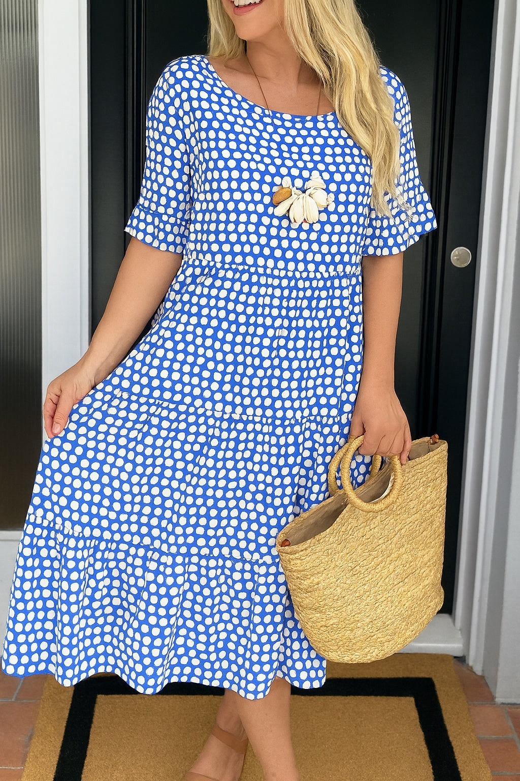 Pilar | Vestido Midi de Lunares con Volantes Mujer