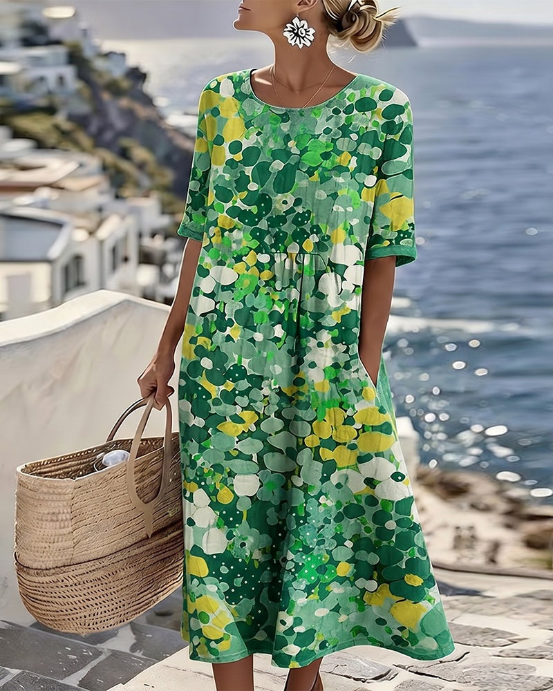 Pilar | Vestido Midi Floral Suelto Mujer Manga Corta