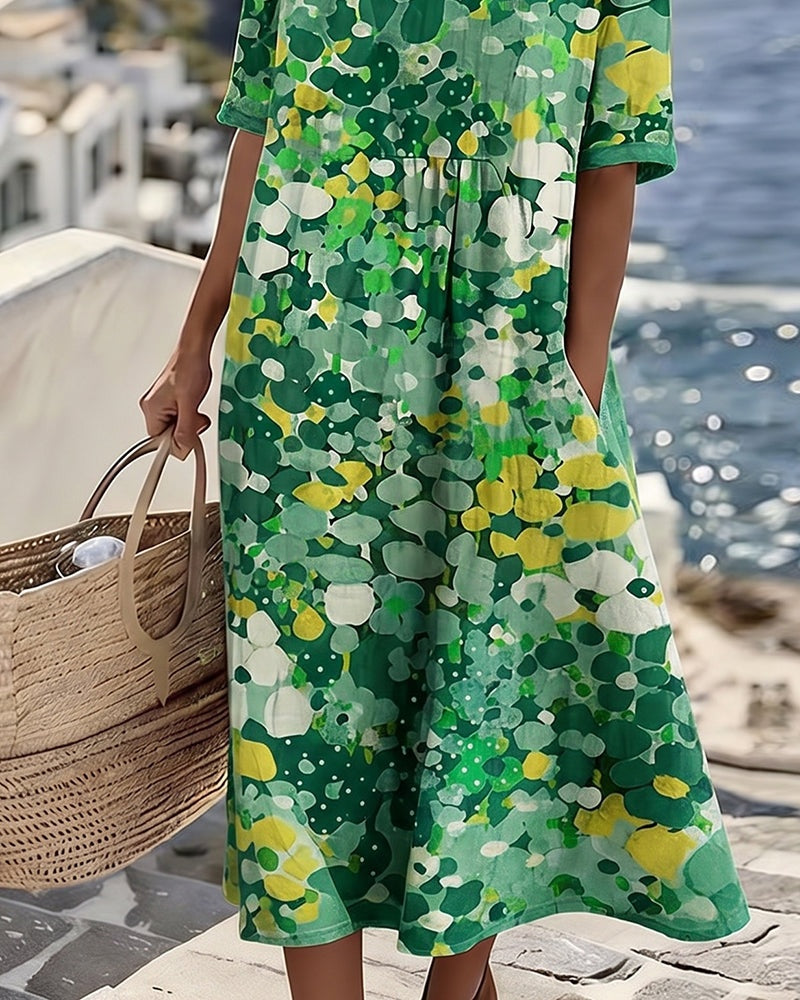 Pilar | Vestido Midi Floral Suelto Mujer Manga Corta