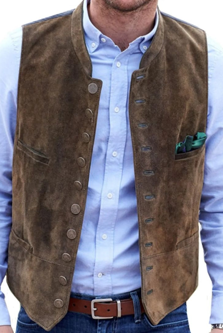 Pol | Chaleco de Ante Hombre Botones Estilo Tradicional