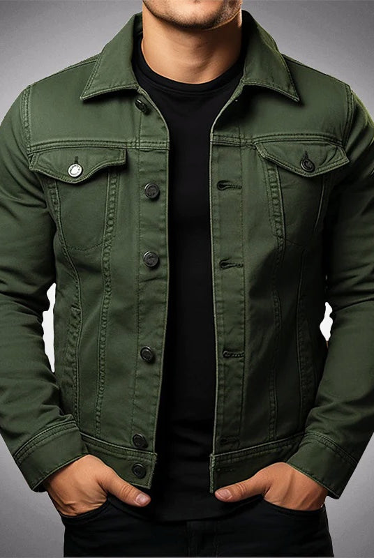 Pol | Chaqueta Vaquera de Algodón Hombre Cuello Solapa Botones