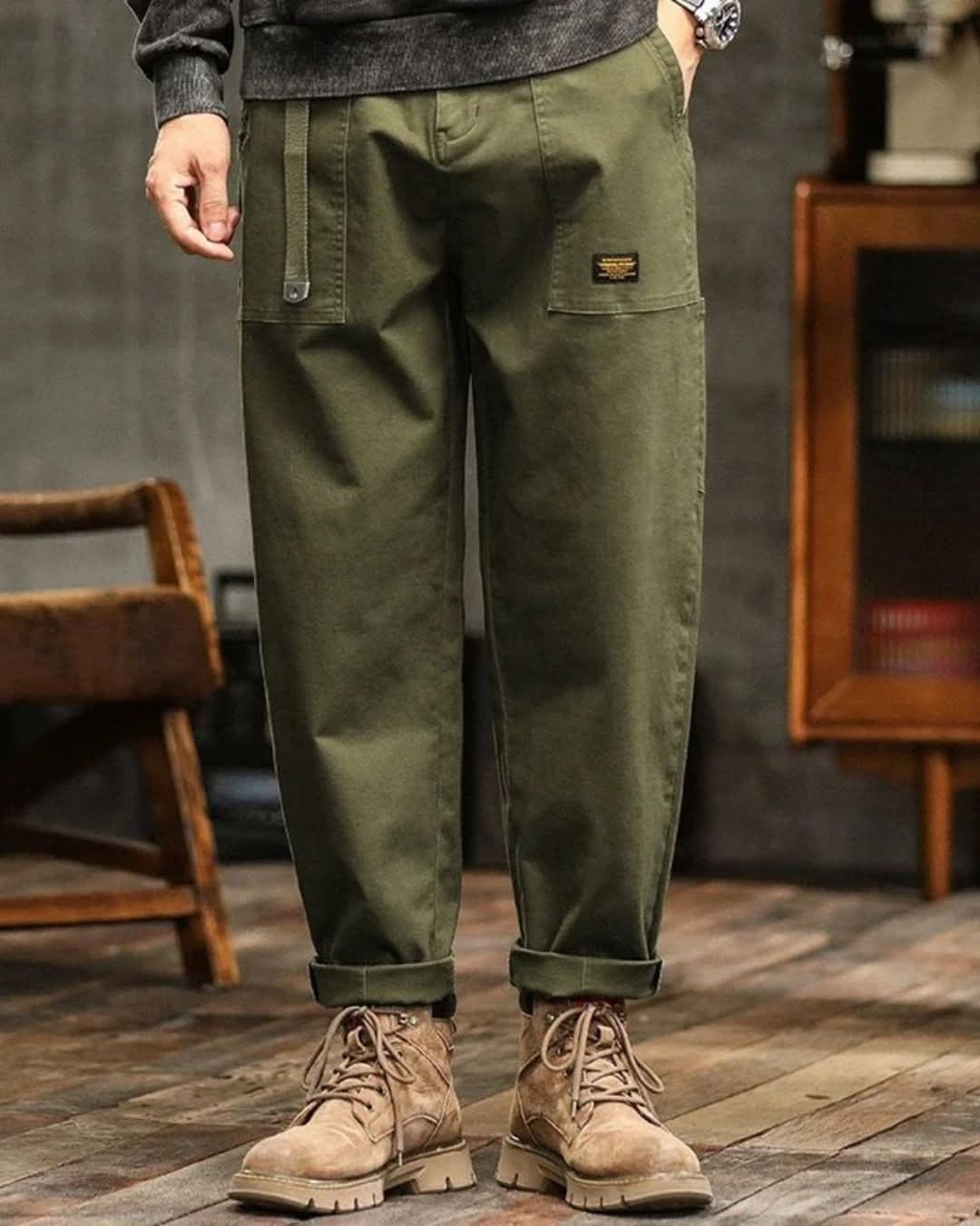 Pol | Pantalón de Algodón Ancho Hombre Estilo Workwear Cargo