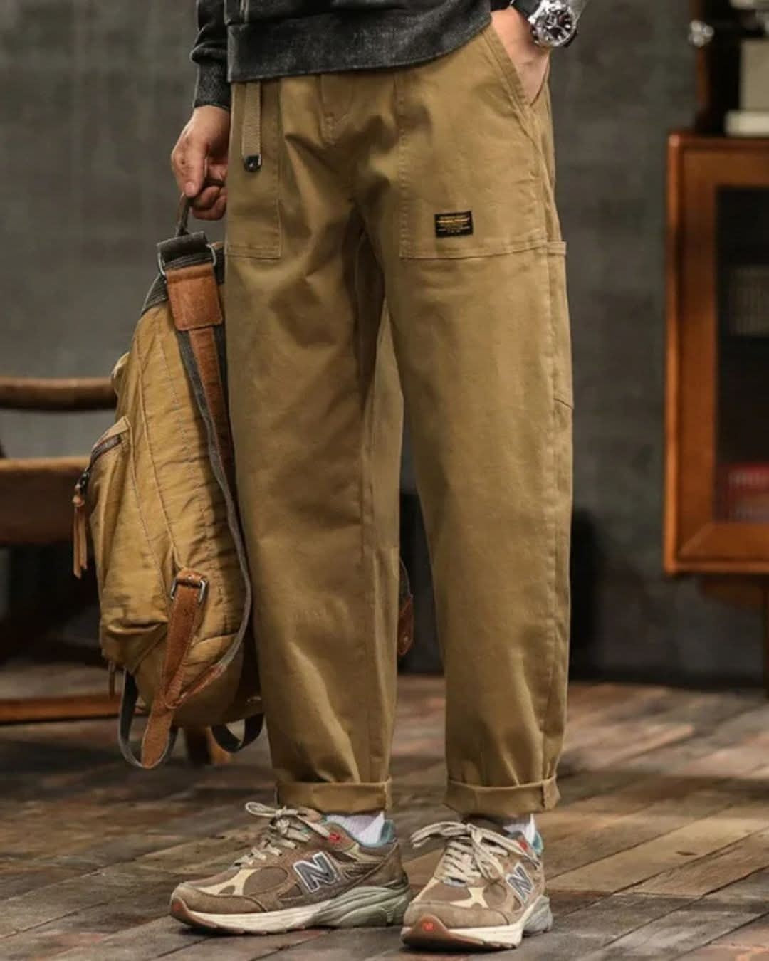 Pol | Pantalón de Algodón Ancho Hombre Estilo Workwear Cargo