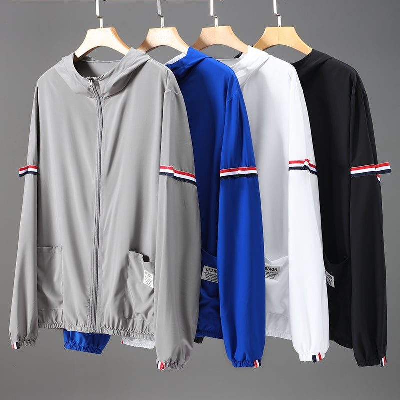 Pol | Varsity Jacket Hombre con Capucha Rayas Manga