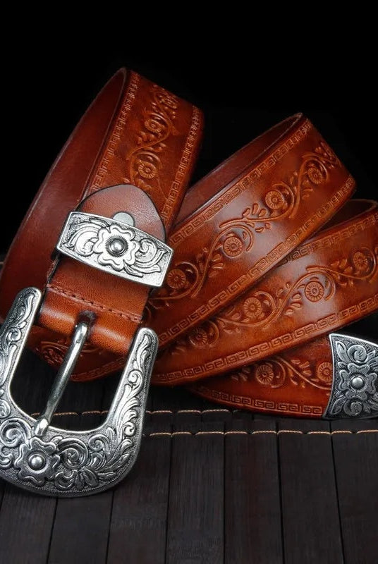 Rafael | Cinturón Western de Cuero con Hebilla Hombre