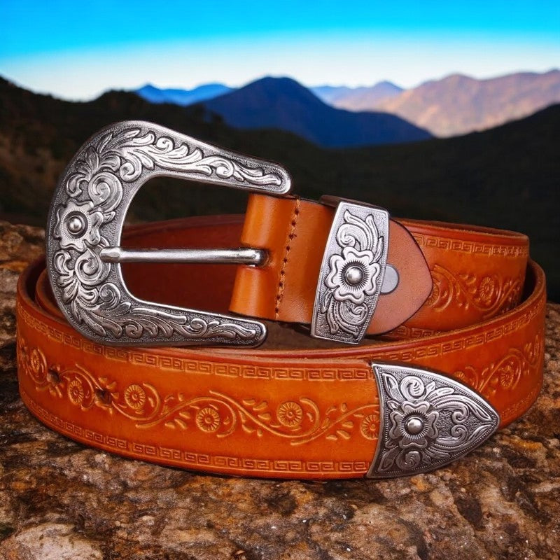 Rafael | Cinturón Western de Cuero con Hebilla Hombre