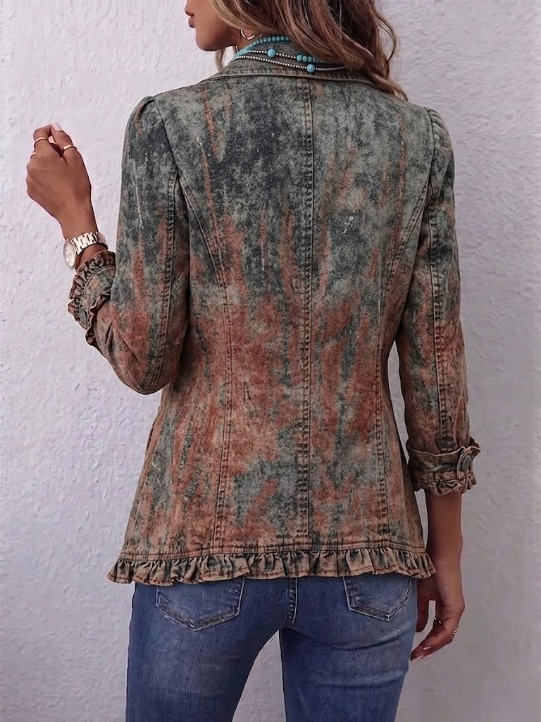 Raquel | Chaqueta Vaquera Estampado Animal Mujer Manga Larga Bolsillos