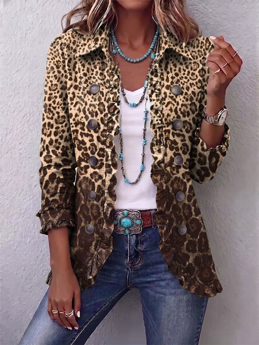 Raquel | Chaqueta Vaquera Estampado Animal Mujer Manga Larga Bolsillos