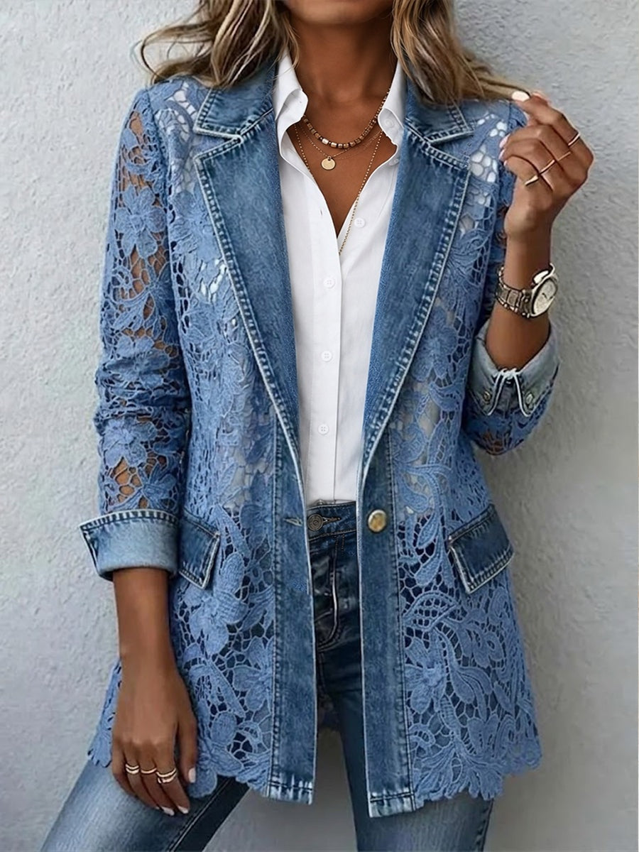 Raquel | Chaqueta Vaquera Estampado Animal Mujer Manga Larga Bolsillos