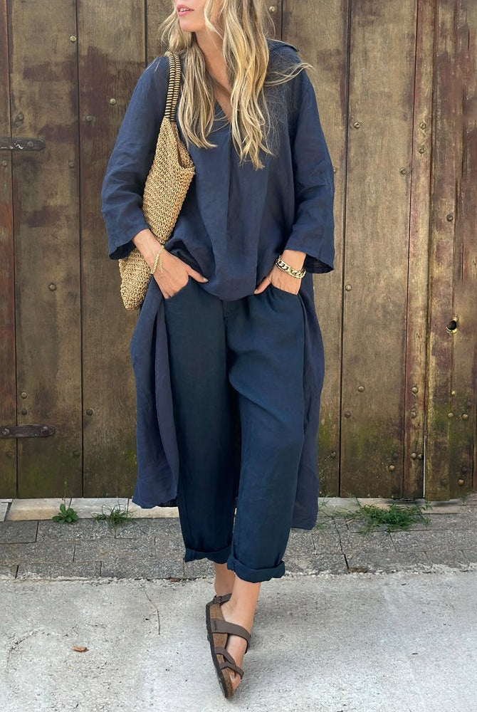 Raquel | Conjunto de Lino Casual Mujer Pantalón y Blusa