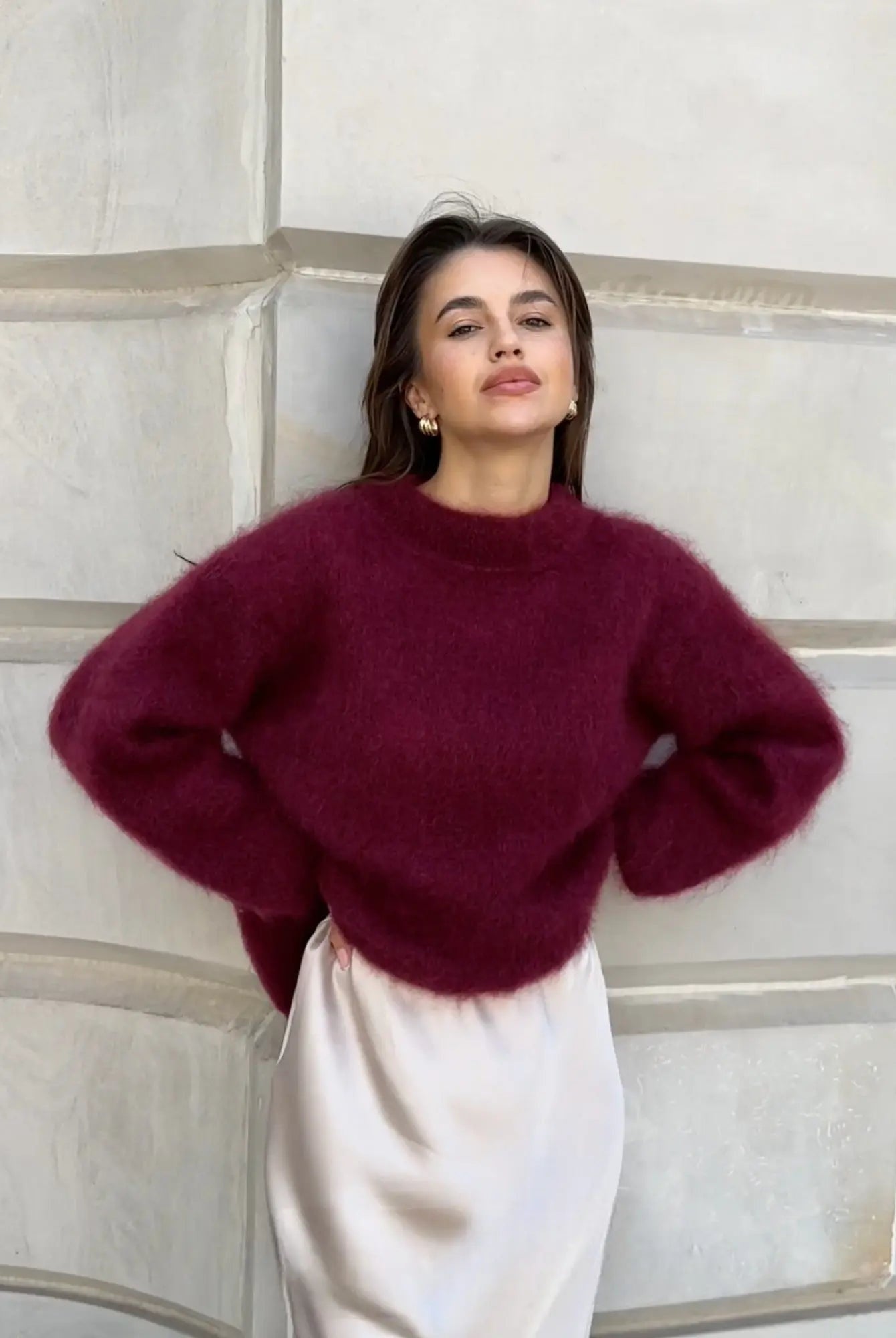 Raquel | Jersey de Mohair Mujer Cuello Redondo Oversize