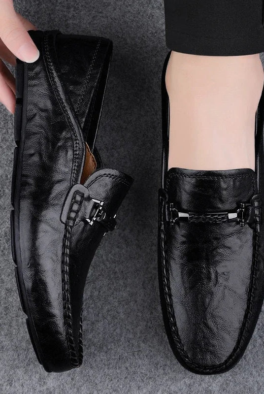 Raúl | Mocasines de Cuero Hombre Hebilla Metálica