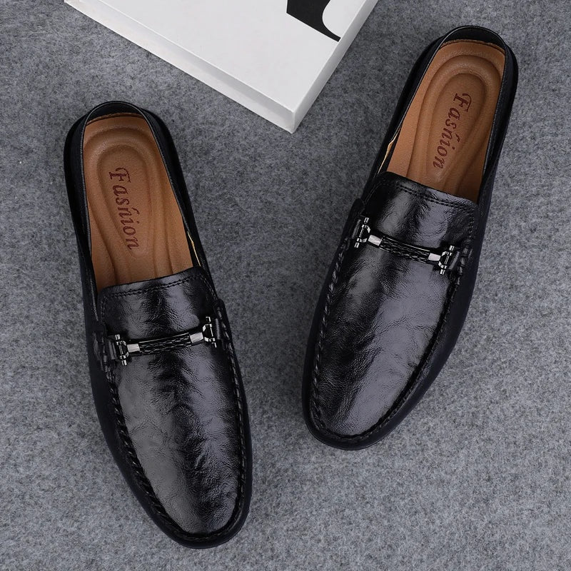 Raúl | Mocasines de Cuero Hombre Hebilla Metálica