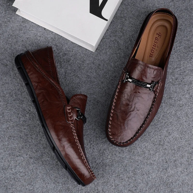 Raúl | Mocasines de Cuero Hombre Hebilla Metálica