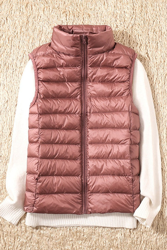 Rebeca | Chaleco Acolchado de Plumas Mujer Cuello Alto Cremallera