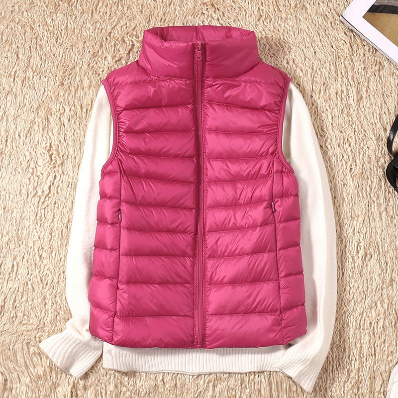Rebeca | Chaleco Acolchado de Plumas Mujer Cuello Alto Cremallera
