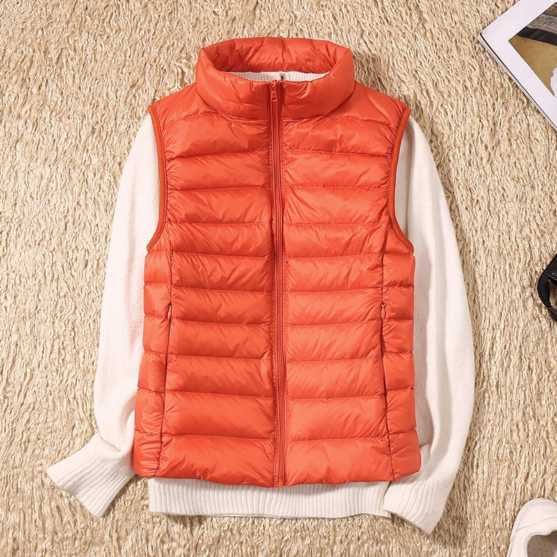 Rebeca | Chaleco Acolchado de Plumas Mujer Cuello Alto Cremallera