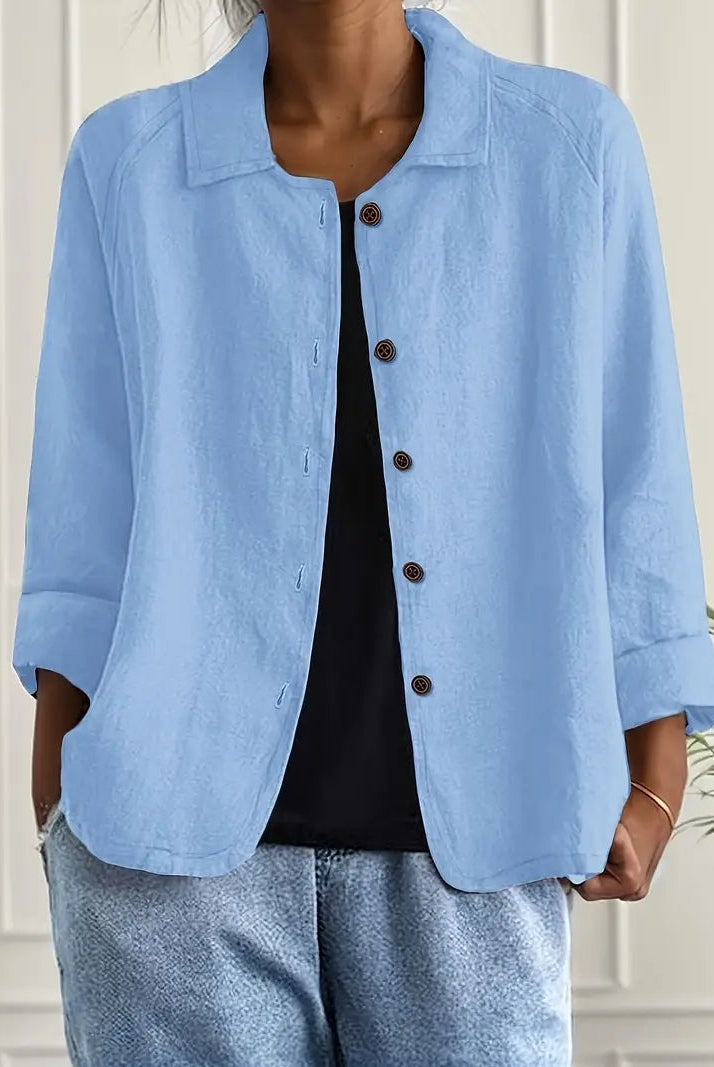 Remedios | Chaqueta de Lino con Botones Mujer Manga Larga