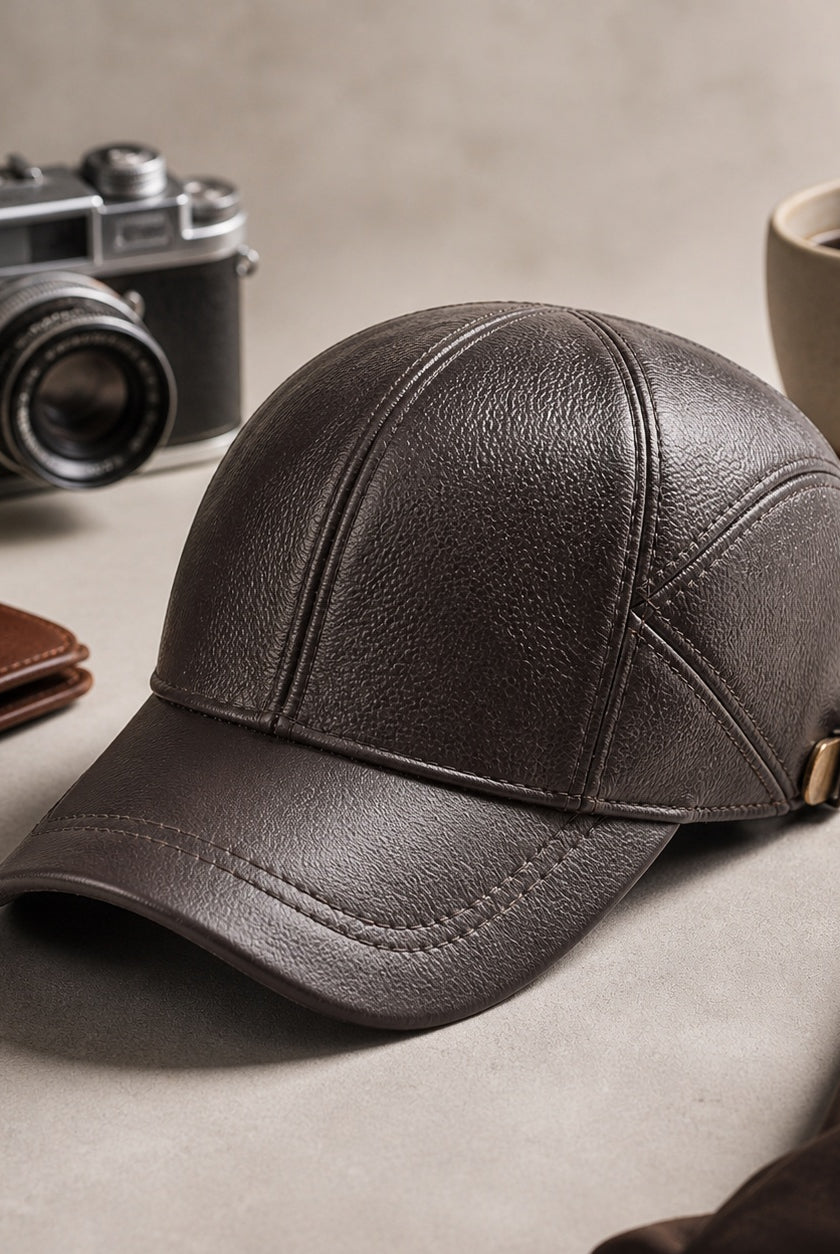 Roberto | Gorra de Cuero Genuino Hombre Orejeras Plegables