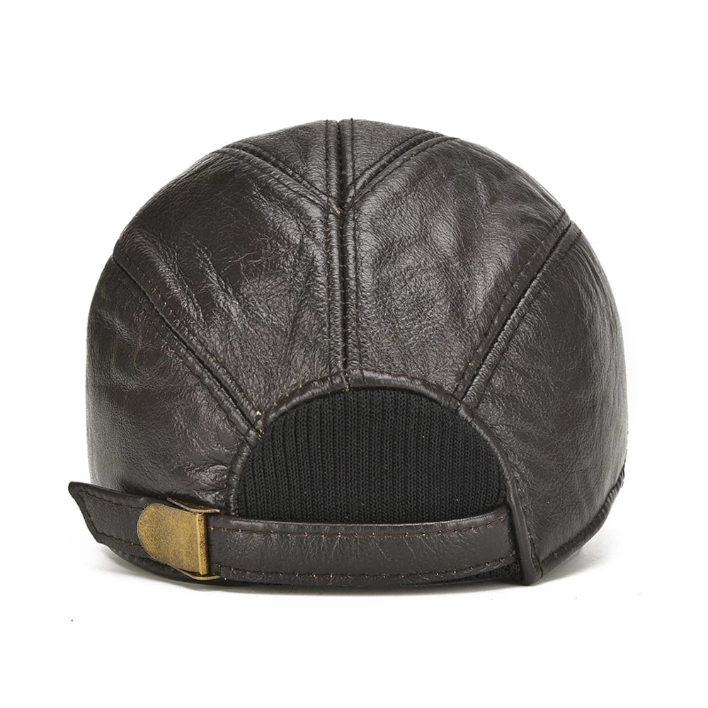 Roberto | Gorra de Cuero Genuino Hombre Orejeras Plegables
