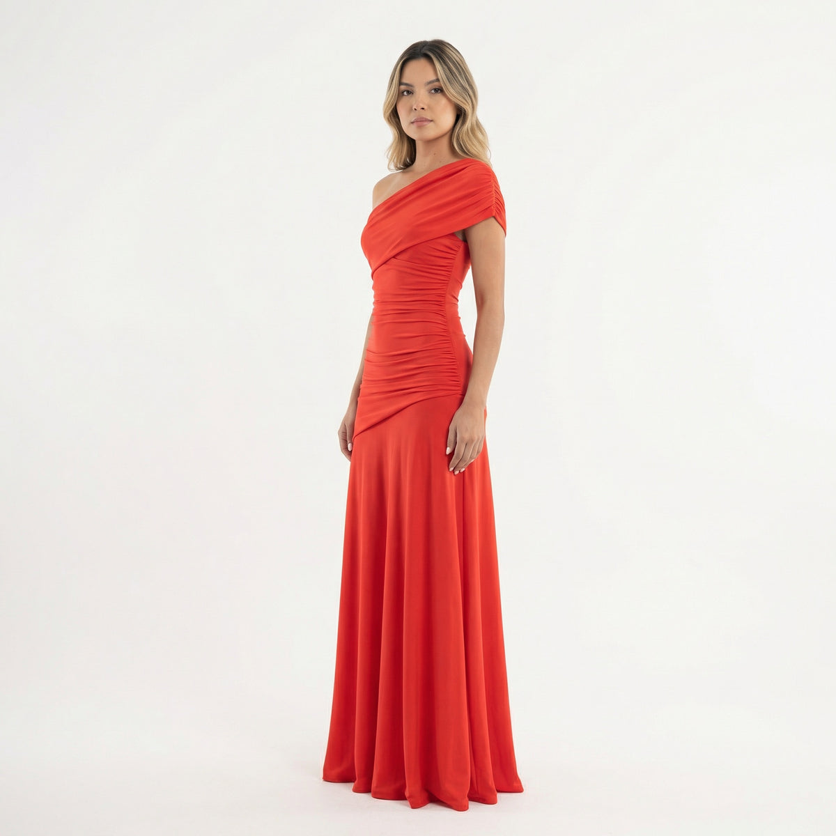 Rocío | Vestido Largo de Fiesta Un Hombro Mujer Fruncido