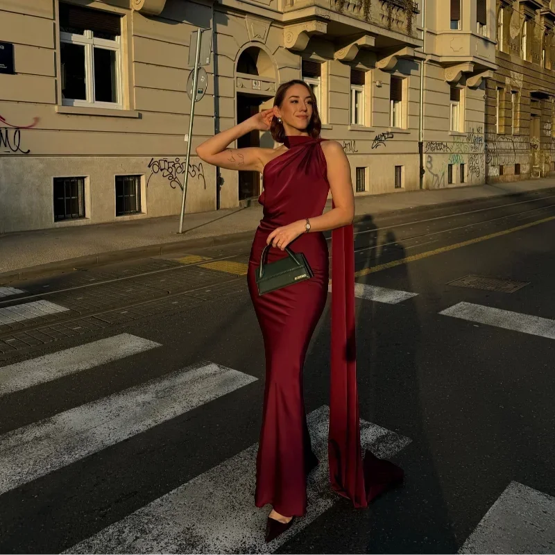 Rocío | Vestido Largo de Gala Un Hombro Mujer Drapeado
