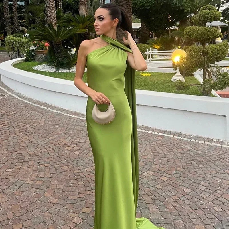 Rocío | Vestido Largo de Gala Un Hombro Mujer Drapeado