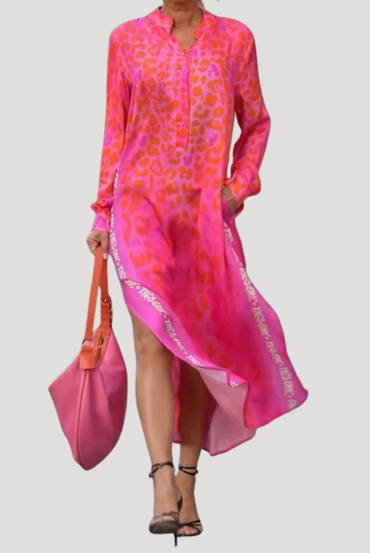 Rocío | Vestido Midi Camisero con Botones Mujer Estampado Animal