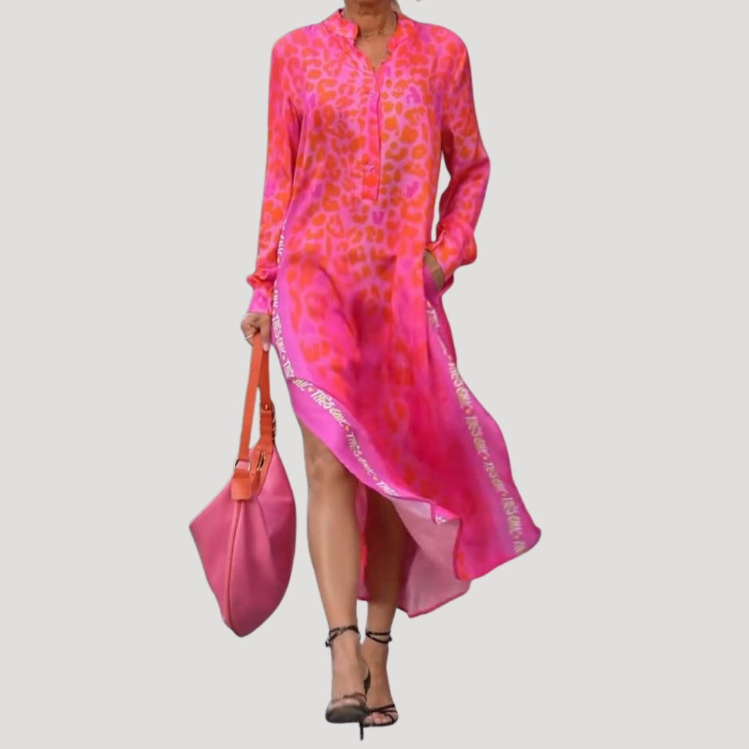 Rocío | Vestido Midi Camisero con Botones Mujer Estampado Animal