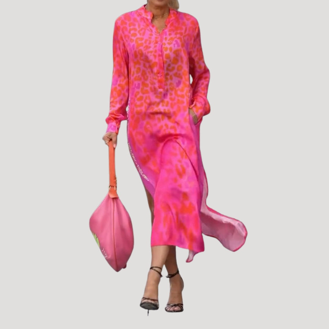 Rocío | Vestido Midi Camisero con Botones Mujer Estampado Animal