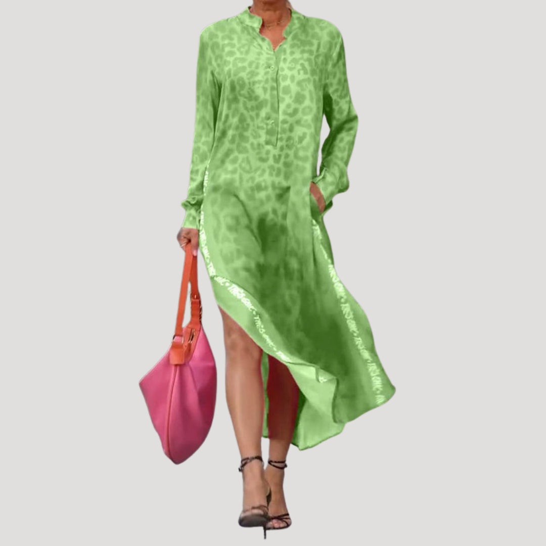 Rocío | Vestido Midi Camisero con Botones Mujer Estampado Animal