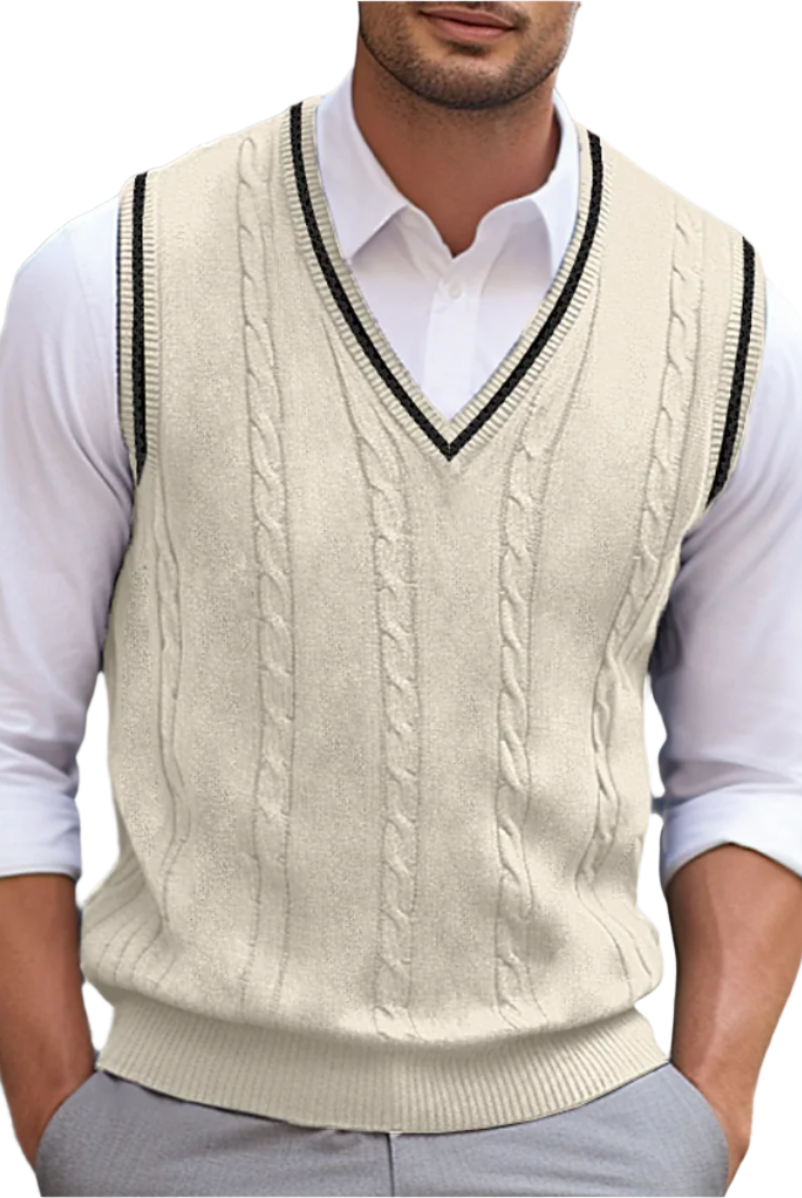 Rodrigo | Chaleco de Punto Hombre Cuello en V Cable Knit