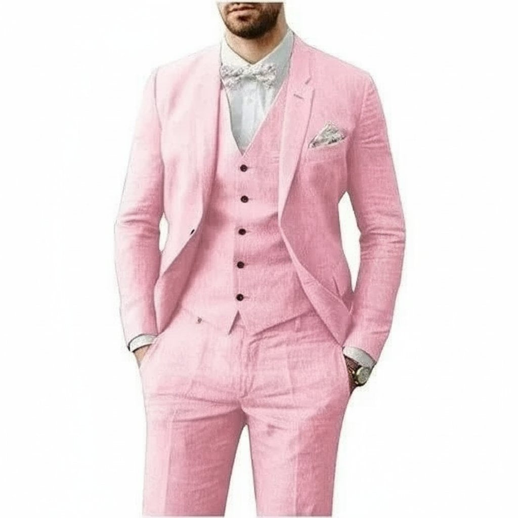 Rodrigo | Traje de Lino de 3 Piezas Hombre Chaleco