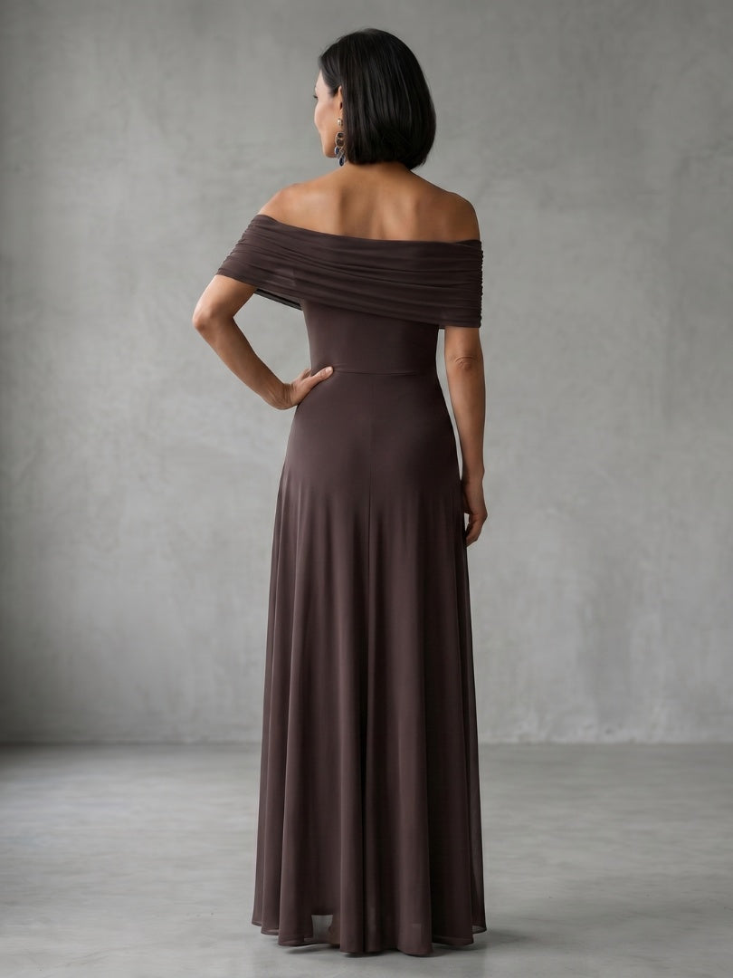 Rosalía | Vestido Midi Hombros Descubiertos Mujer Drapeado