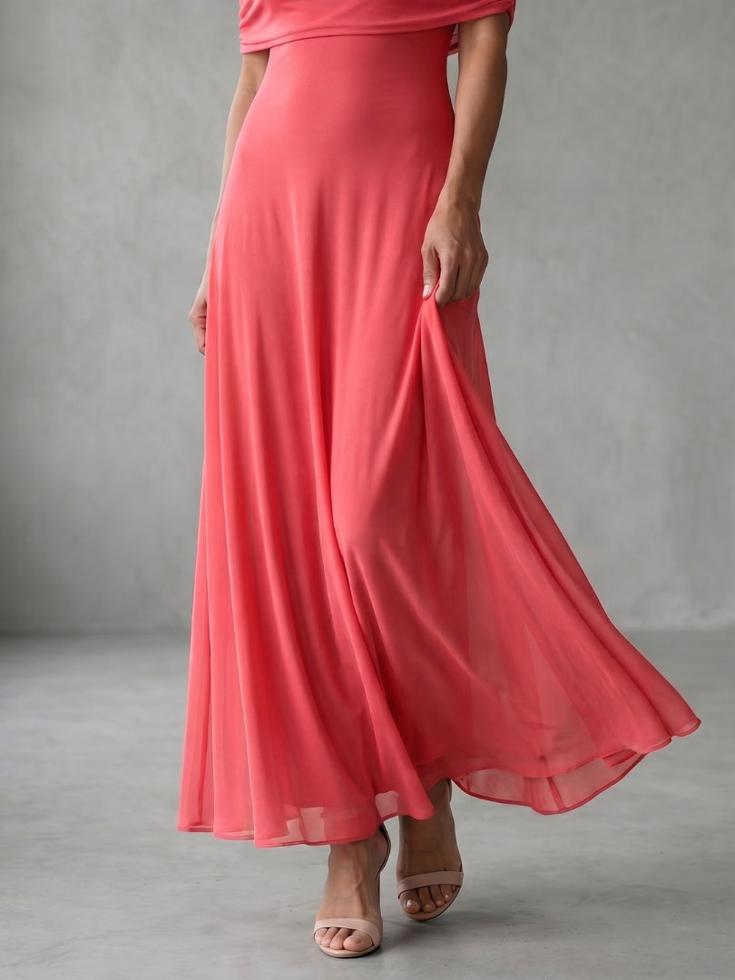 Rosalía | Vestido Midi Hombros Descubiertos Mujer Drapeado