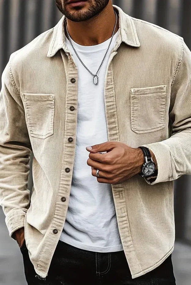 Rubén | Camisa de Pana Oversize Hombre Manga Larga Bolsillos