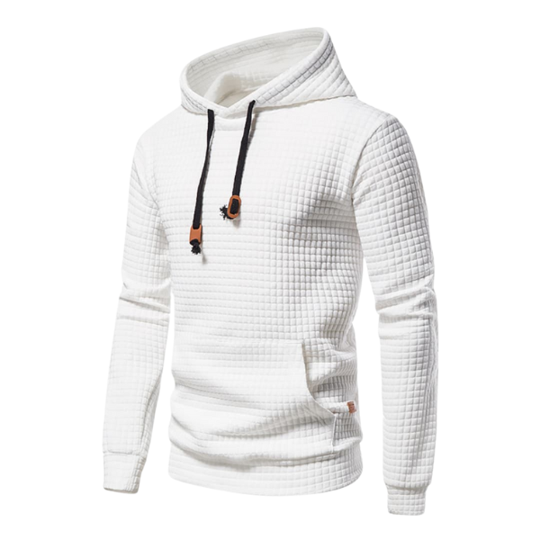 Rubén | Sudadera con Capucha Hombre Textura Cuadros Bolsillo Canguro