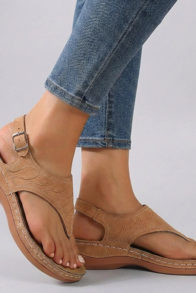 Sandalias de Cuña con Hebilla Mujer Pulsera Tobillo