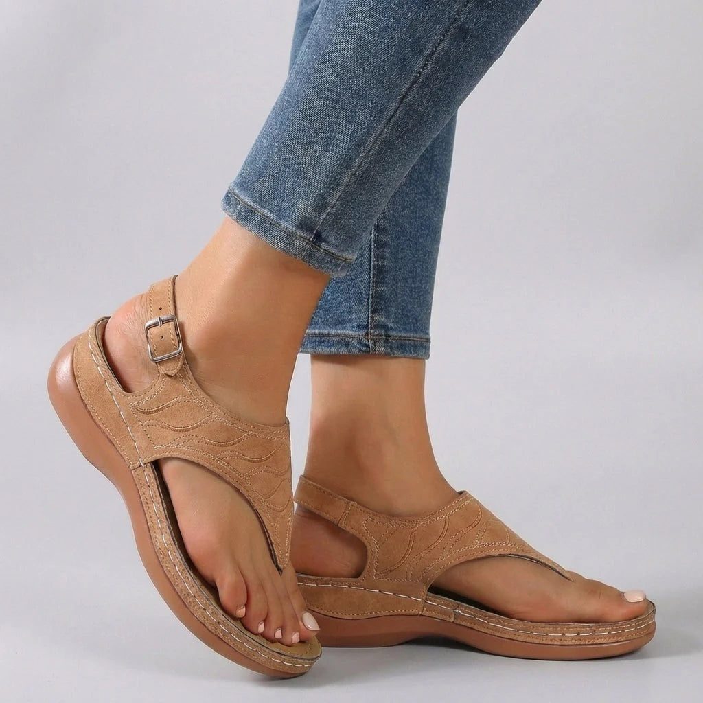 Sandalias de Cuña con Hebilla Mujer Pulsera Tobillo