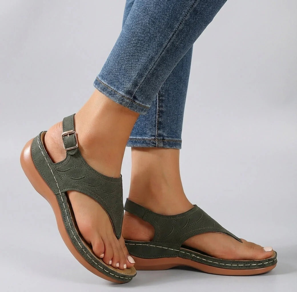 Sandalias de Cuña con Hebilla Mujer Pulsera Tobillo