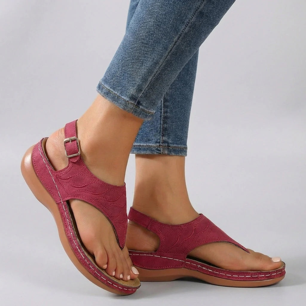 Sandalias de Cuña con Hebilla Mujer Pulsera Tobillo