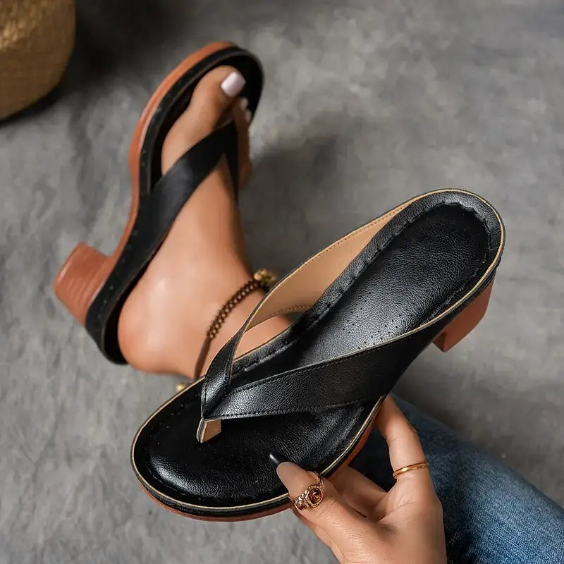 Sandalias de Cuña de Tacón Mujer Tira Entre Dedos