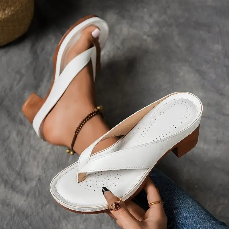 Sandalias de Cuña de Tacón Mujer Tira Entre Dedos