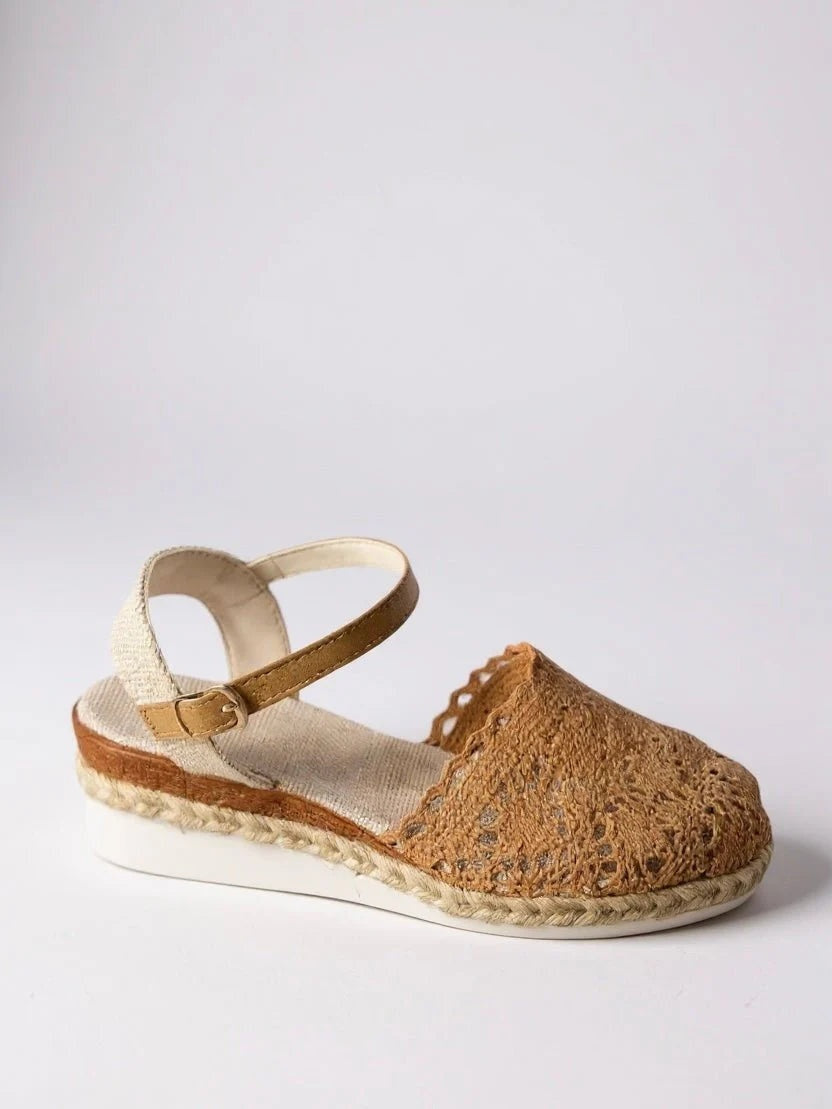 Sandalias de Cuña Tejidas Mujer Hebilla Ajustable