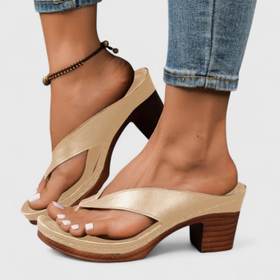 Sandalias de Dedo con Tacón Chunky Mujer