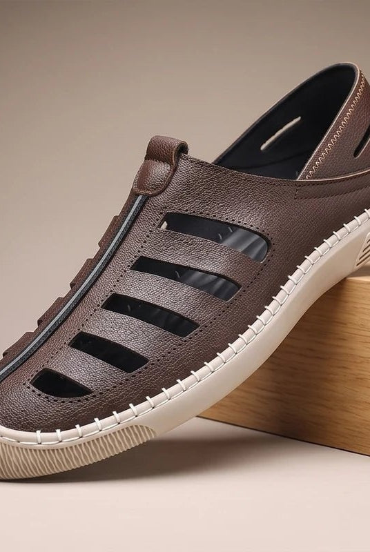 Sandalias de Pescador de Cuero Genuino Hombre Slip-On