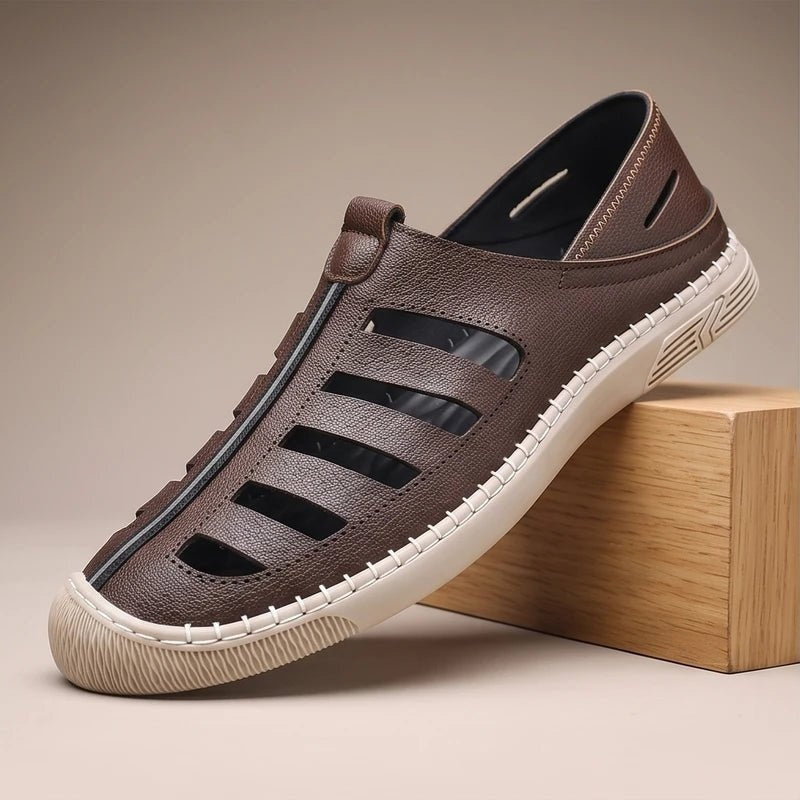 Sandalias de Pescador de Cuero Genuino Hombre Slip-On
