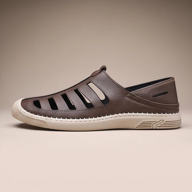 Sandalias de Pescador de Cuero Genuino Hombre Slip-On