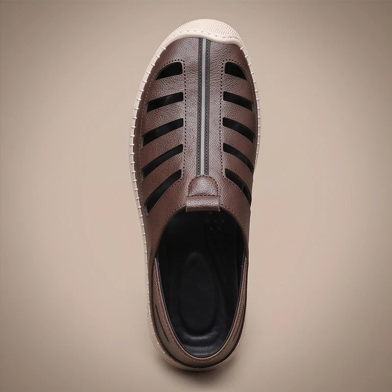 Sandalias de Pescador de Cuero Genuino Hombre Slip-On